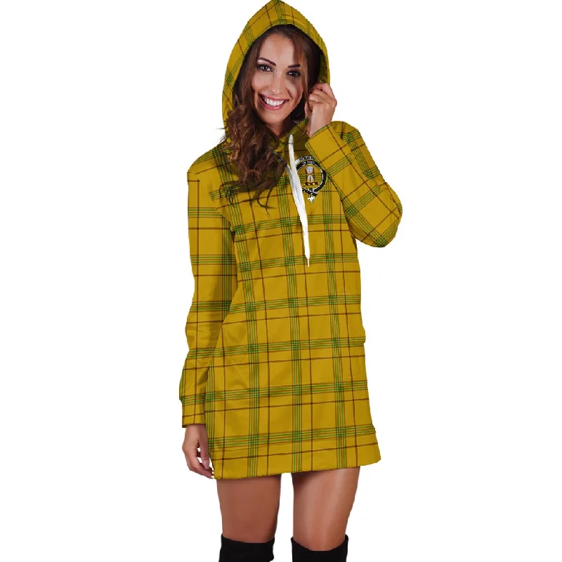 Houston Tartan Hoodie Dress with Family Crest