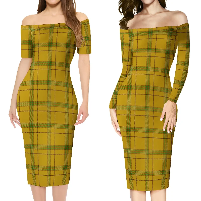 Houston Tartan Off Shoulder Lady Dress