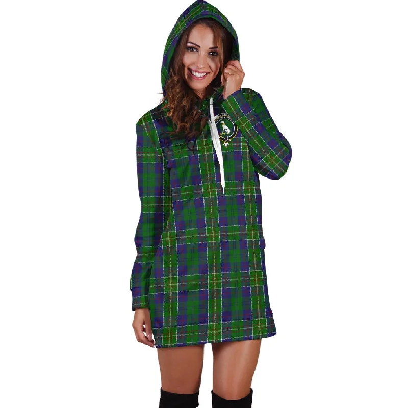 Hunter of Hunterston Tartan Hoodie Dress with Family Crest