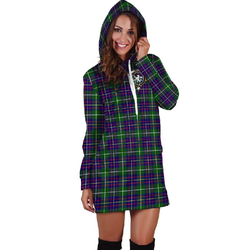 Inglis Tartan Hoodie Dress with Family Crest