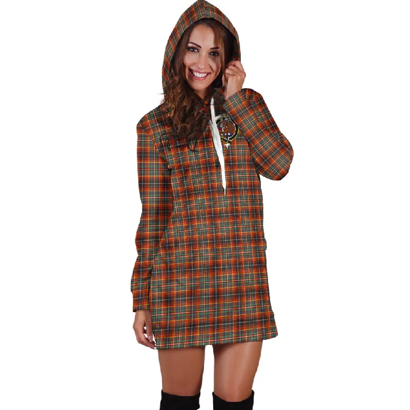 Innes Ancient Tartan Hoodie Dress with Family Crest