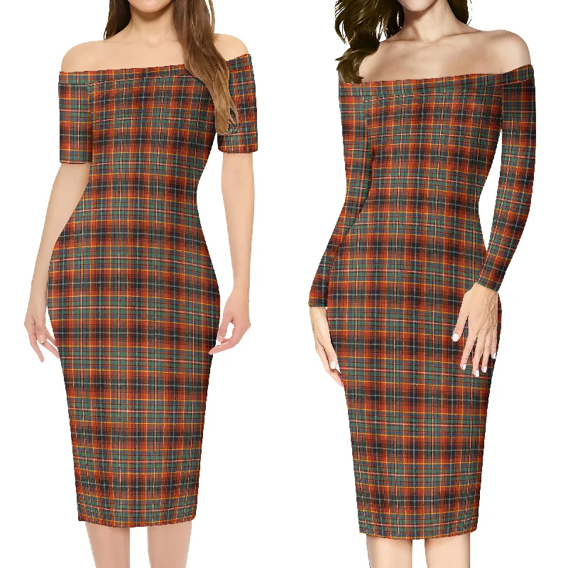 Innes Ancient Tartan Off Shoulder Lady Dress