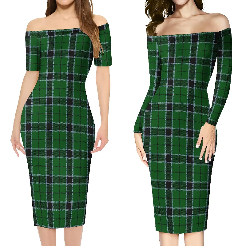 Innes Hunting Tartan Off Shoulder Lady Dress