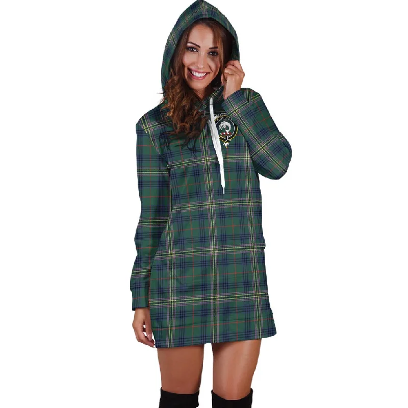 Kennedy Modern Tartan Hoodie Dress with Family Crest