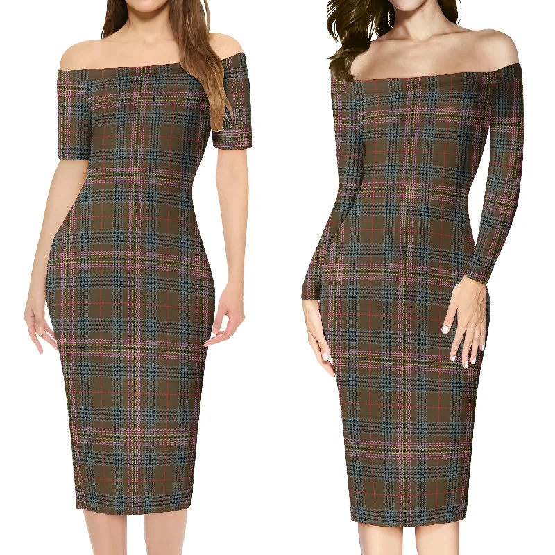 Kennedy Weathered Tartan Off Shoulder Lady Dress