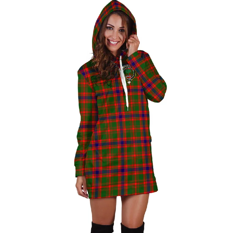 Kinninmont Tartan Hoodie Dress with Family Crest