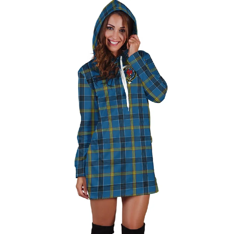 Laing Tartan Hoodie Dress with Family Crest