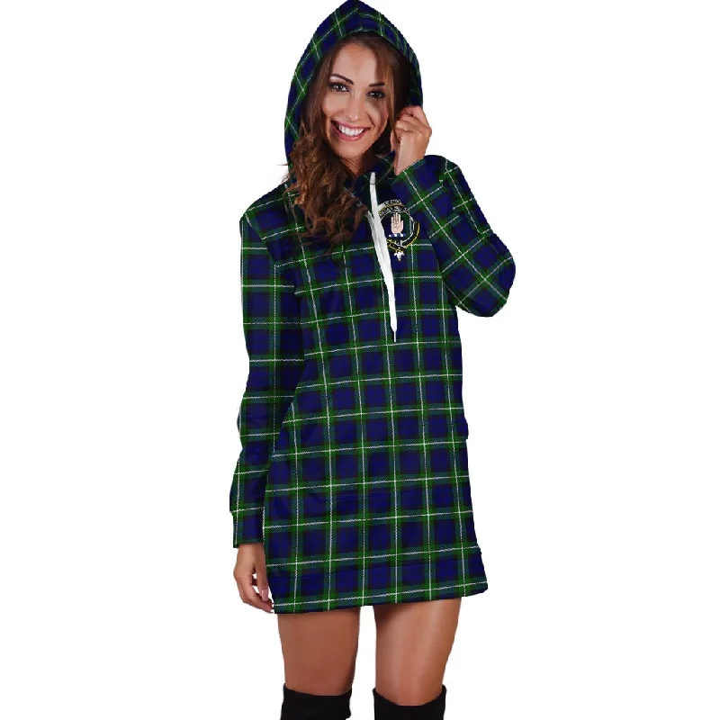 Lamont Modern Tartan Hoodie Dress with Family Crest