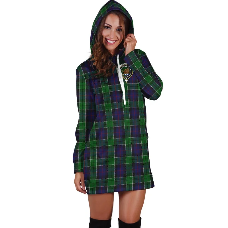 Leslie Hunting Tartan Hoodie Dress with Family Crest