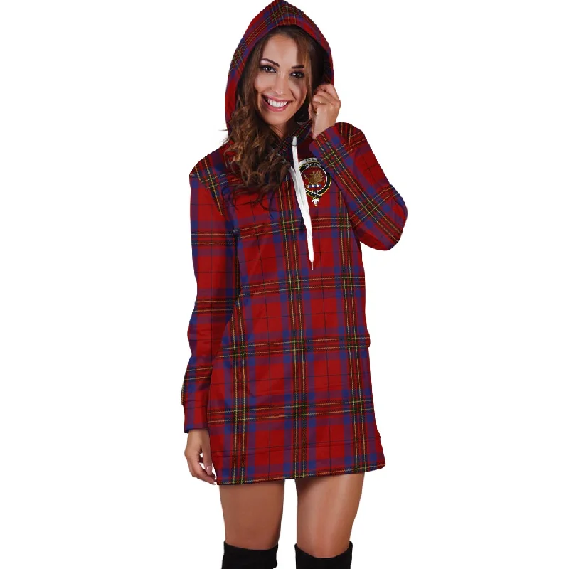 Leslie Red Tartan Hoodie Dress with Family Crest