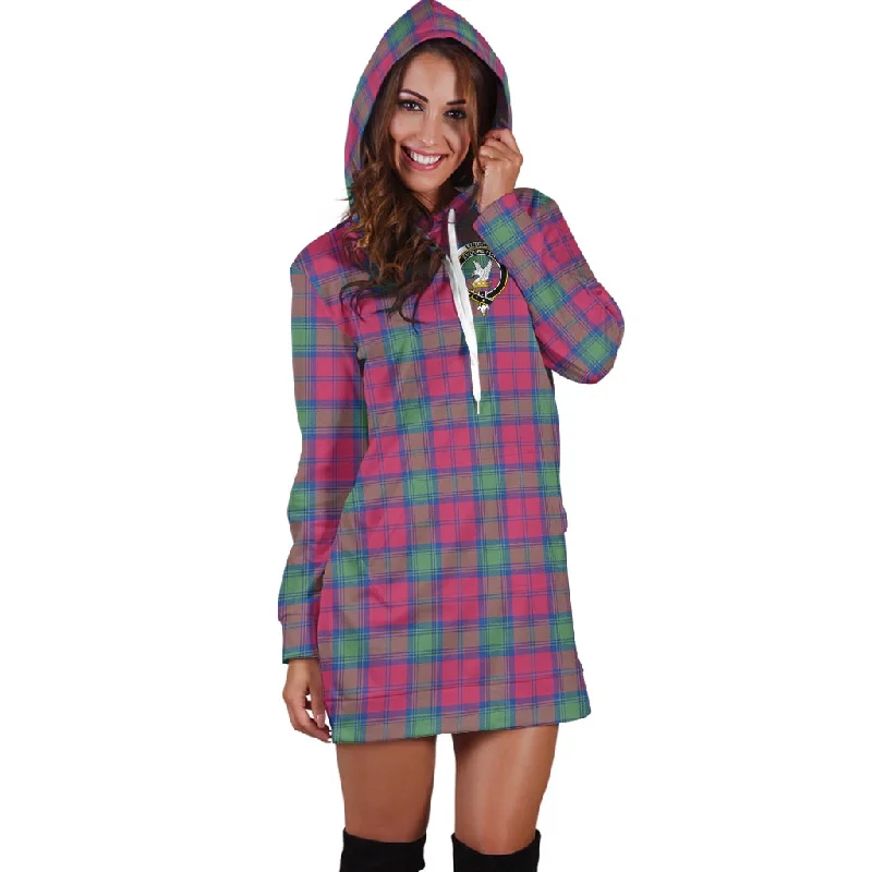 Lindsay Ancient Tartan Hoodie Dress with Family Crest