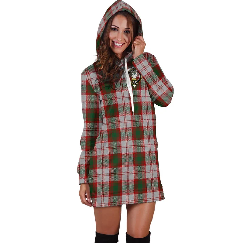 Lindsay Dress Red Tartan Hoodie Dress with Family Crest