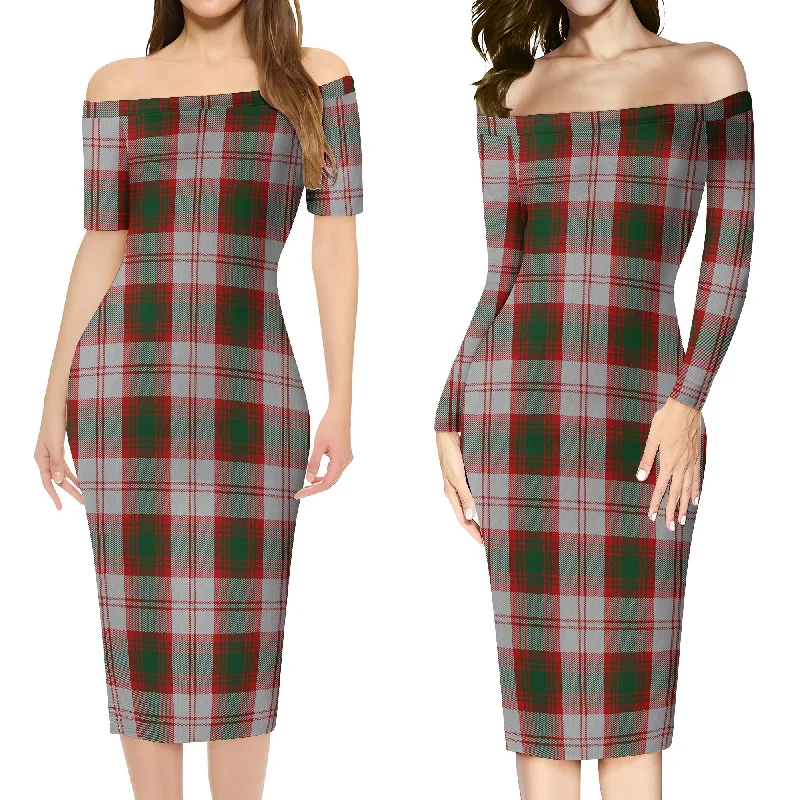 Lindsay Dress Red Tartan Off Shoulder Lady Dress