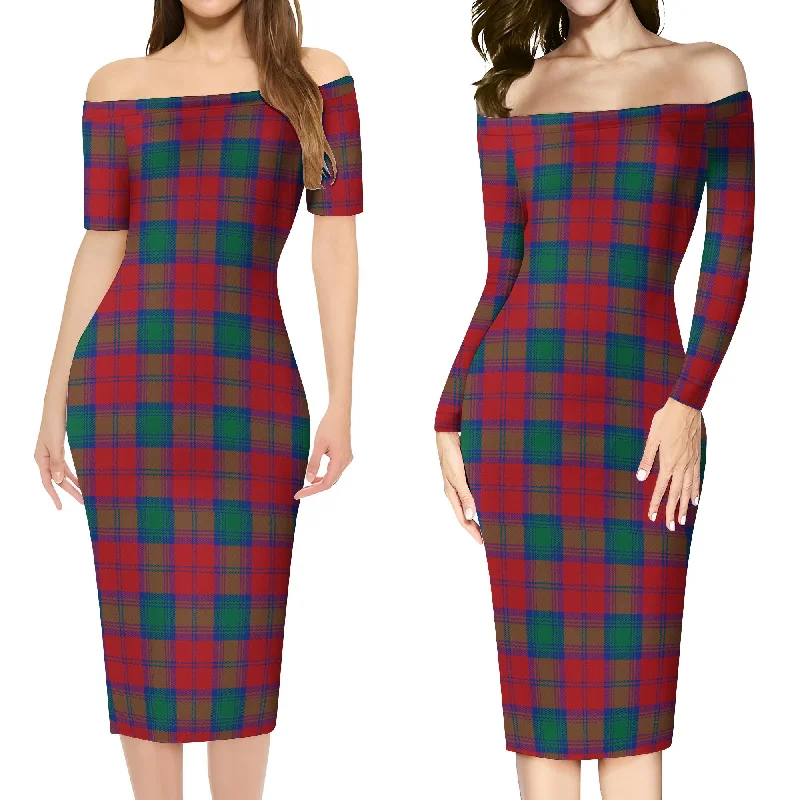 Lindsay Modern Tartan Off Shoulder Lady Dress