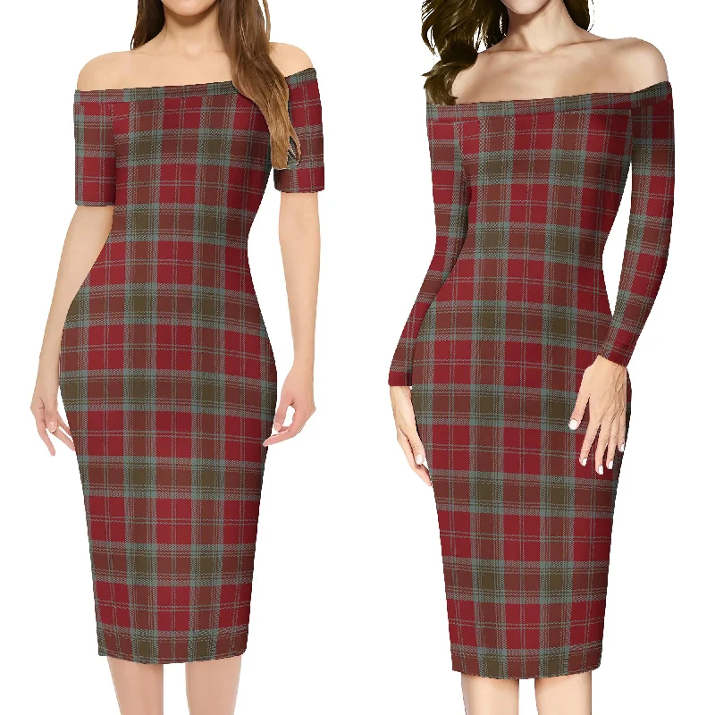 Lindsay Weathered Tartan Off Shoulder Lady Dress