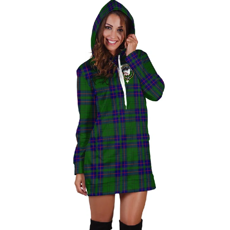 Lockhart Modern Tartan Hoodie Dress with Family Crest