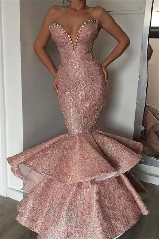 Luxurious Mermaid Sweetheart Crystal Prom Dresses Evening Gowns