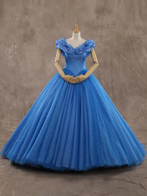 Luxury Prom Dresses Ball Gown Sweep/Brush Train Royal Blue Sexy Prom Dress JKL466