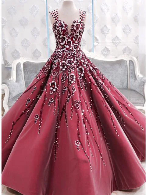 Luxury Prom Dresses Scoop Sweep/Brush Train Rhinestone Prom Dress/Evening Dress JKL415