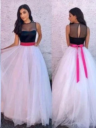 Simple Prom Dresses with Fuchsia Sash Key Hole Back Aline Bowknot Simple Prom Dress JKL1569