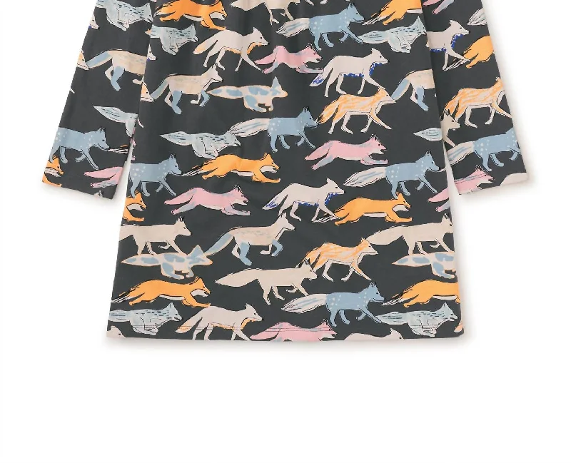 Kid's Long Sleeve Mighty Mini Dress In Fleet Foxes Slim Fit Mini Skirt