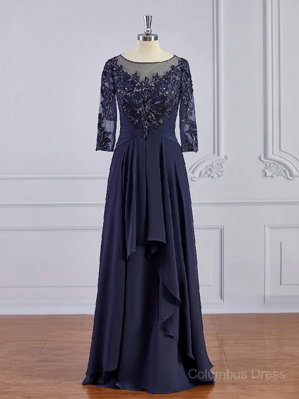 A-Line/Princess Bateau Floor-Length Chiffon Mother of the Bride Dresses With Appliques Lace outfit