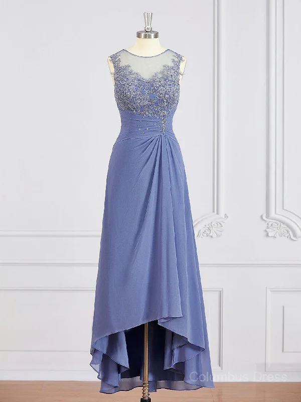 A-Line/Princess Scoop Asymmetrical Chiffon Mother of the Bride Dresses With Appliques Lace outfit