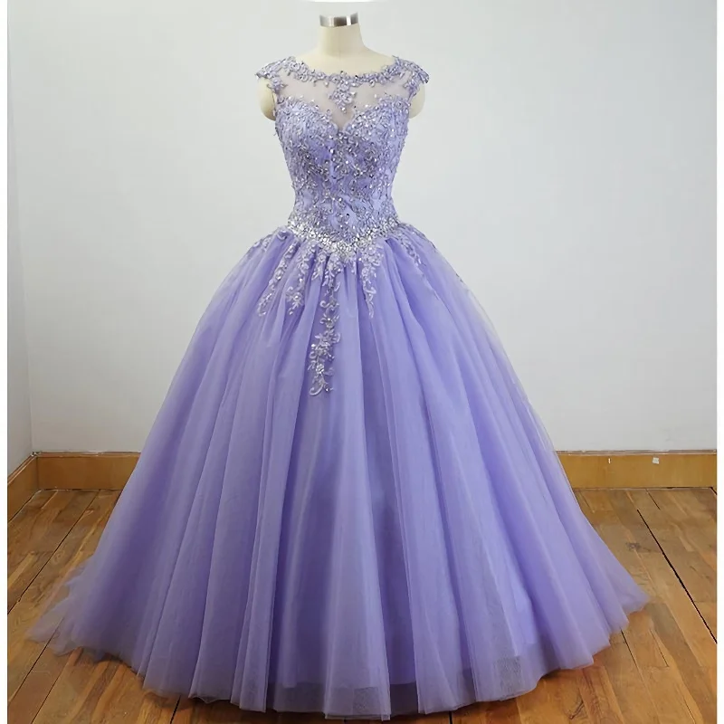 Gorgeous Cap Sleeves Lavender Corset Ball Gown Quinceanera Dresses, Lace Appliqued Beading Bling Bling Sweet 16 Dress, Debutante Gown Corset Prom Dresses outfit