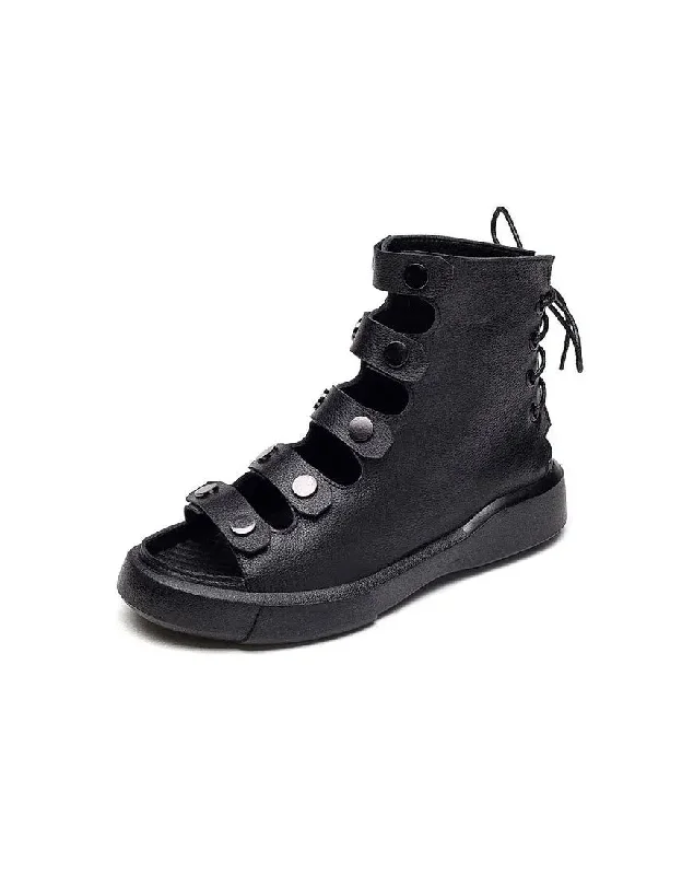 Lace-up Cut-out Fish Toe Summer Boots