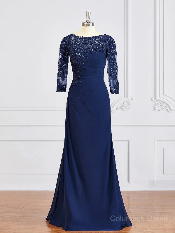 Sheath/Column Bateau Floor-Length Chiffon Mother of the Bride Dresses With Appliques Lace outfit