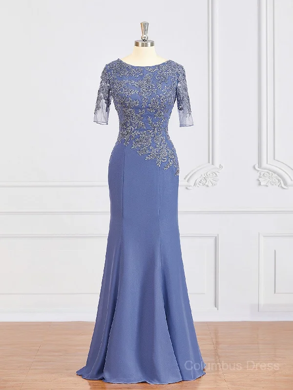 Sheath/Column Bateau Floor-Length Chiffon Mother of the Bride Dresses With Appliques Lace outfit