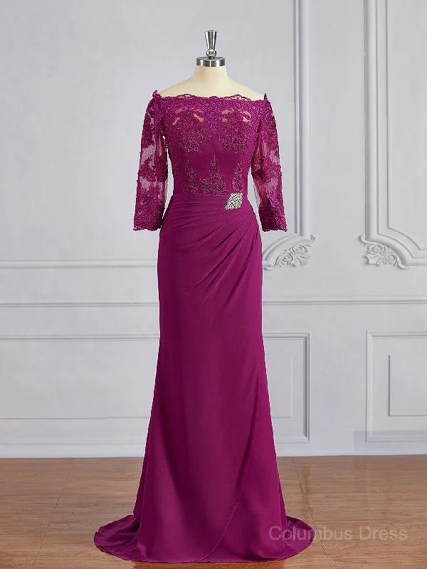 Sheath/Column Off-the-Shoulder Sweep Train Mother of the Bride Dresses With Appliques Lace outfit