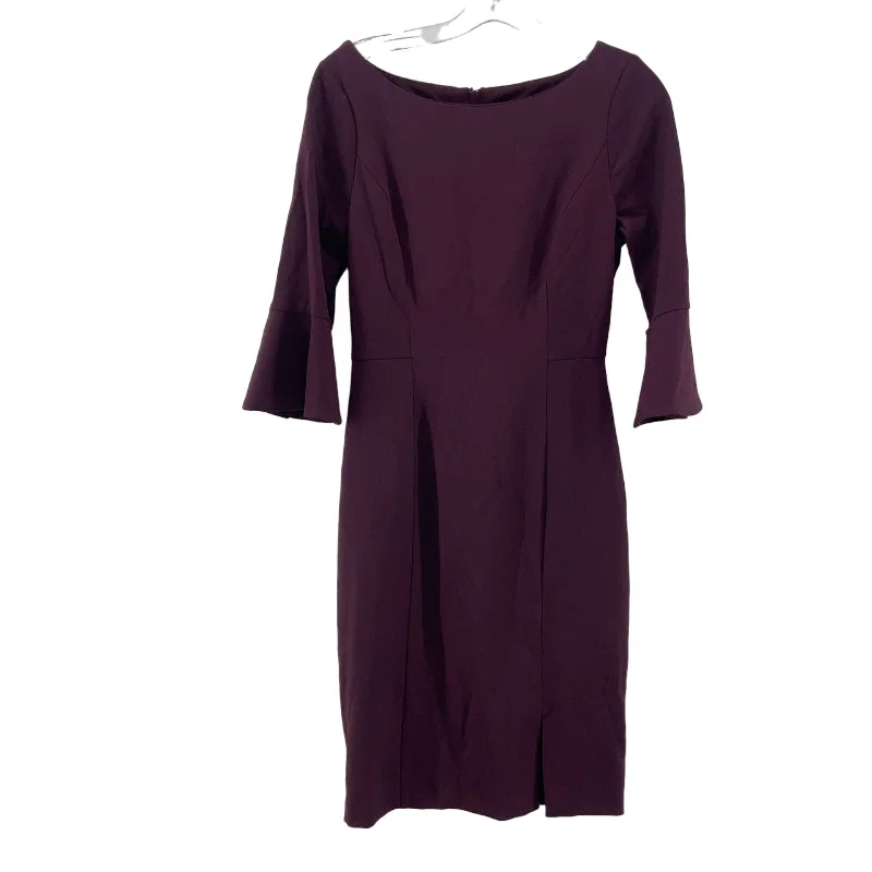 White House Black Market Women's Burgundy Midi Blouson Dress Size 2