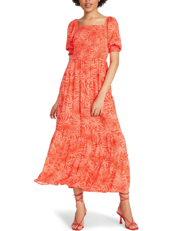 Womens Printed Calf Midi Dress